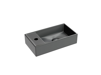 Умывальник подвесной прямоугольный (чаша справа, отверстие под смеситель слева) цвет темный антрацит матовый Элемент (Element) 407x217x100