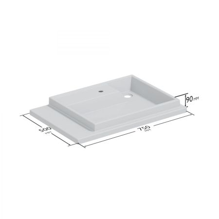 Раковина над стиральной машиной "Юпитер 750*500" правый, ш/гл без кронштейнов