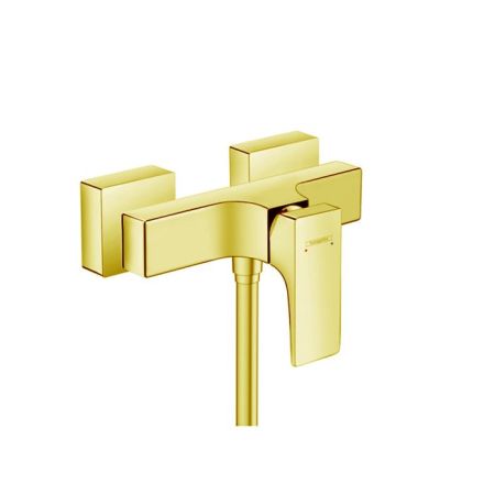 Смеситель для душа, Hansgrohe, Metropol, тип открывания воды-однорычажный, тип регулирования воды-керамический узел смешивания, тип установки-настенный, отверстия для монтажа-2, цвет-полированное золото, регулируемое ограничение температуры, клапан обратн, артикул 32560990