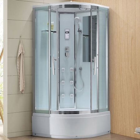 Душевая кабина Black&White Galaxy G5503-90х90 с гидромассажем профиль Серебристый хром задняя стенка Белая