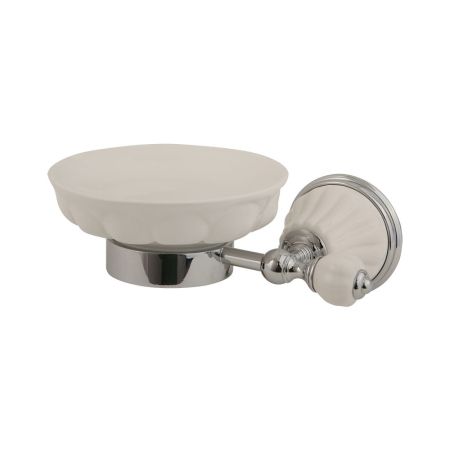 OLIVIA Mыльница настенная, керамика белая, хром, артикул 17477