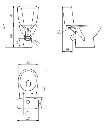 Унитаз компакт MITO GREY 031 2-уровневая 3/6 PP (64524), артикул 64524
