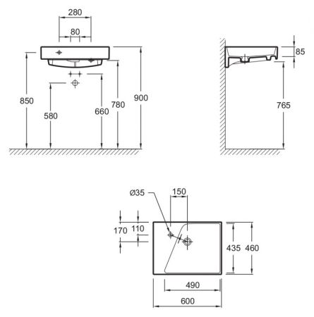 EXQ112-00 раковина RYTHMIC /60х46/ (бел.), артикул EXQ112-00