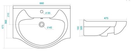 Умывальник Байкал 65, артикул 1.WH10.9.651