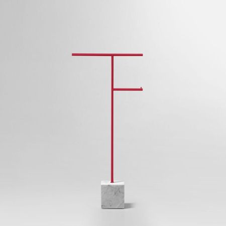 ANTONIO LUPI BIVIO Стойка напольная с полотенцедержателем и держателем туалетной бумаги, база из мрамора Carrara satinato, структур Melograno goffrato