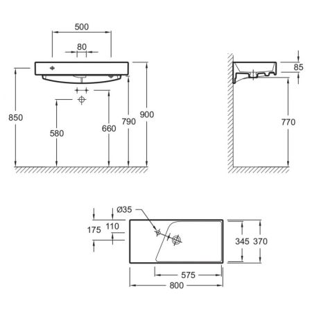 EXP112-Z-00  раковина  RYTHMIC /80х37/ (бел.), артикул EXP112-Z-00