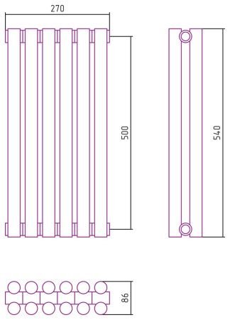 Отопительный радиатор ЭСТЕТ-11 н/ж 500х270 / 6 сек (Шампань)