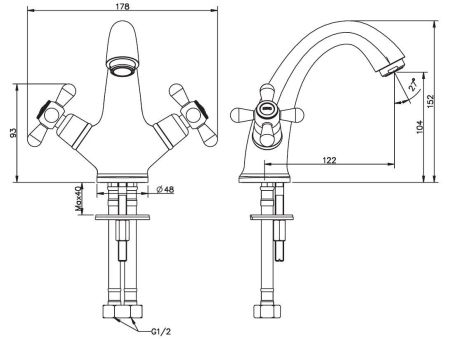 Смеситель Vienna для раковины, без д/кл, литой, артикул: VN 26-2