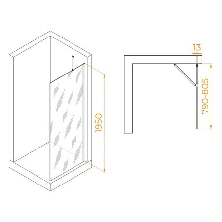Душевая перегородка RGW WA-110B (Прозрачное, 800), артикул 351011008-14