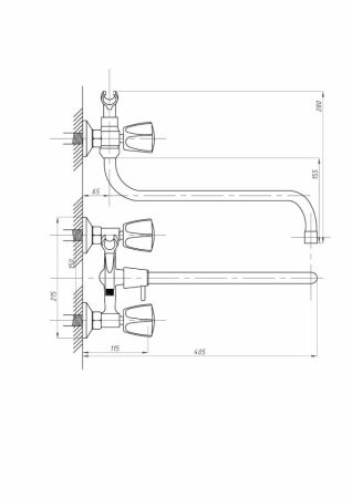 Смеситель для ванны с душем FAUZT FZs-471-17 тип См-ВУДРНШлА, артикул FZs-471-17