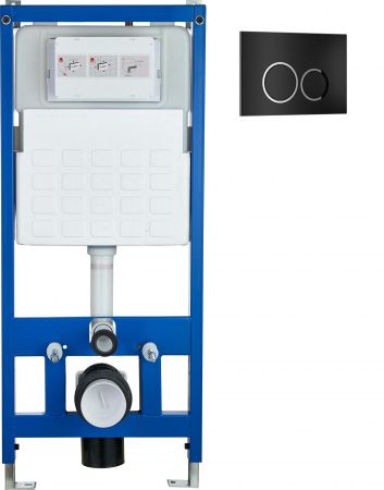 Инсталляция для унитаза CR556 с кнопкой сливного бачка CR05BK черный Cerutti SPA, артикул CR555+CR05BK