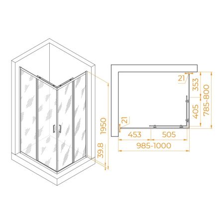 Душевой уголок RGW PA-040 800x1000