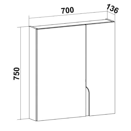 Зеркальный шкаф Runo  Стокгольм 70 (00-00001127), артикул 00-00001127