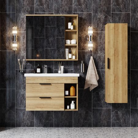 Тумба Onika Легран 80 подвесная, дуб галифакс (ум. Фостер 80 Пр.), артикул 108047