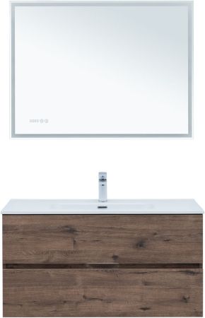 Тумба под раковину Aquanet Алвита New 100 2 ящика, дуб веллингтон табак, артикул 00334188