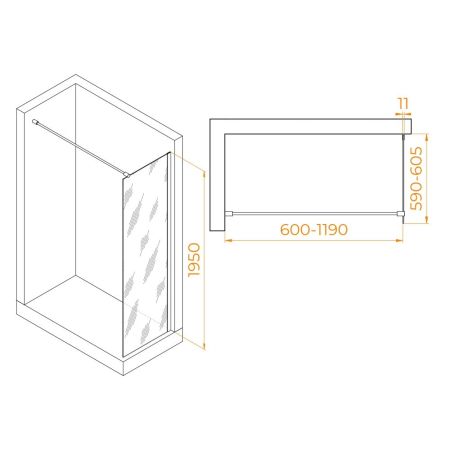 Душевая перегородка RGW WA-002 (Матовое-Сатинат, 600), артикул 35100206-21