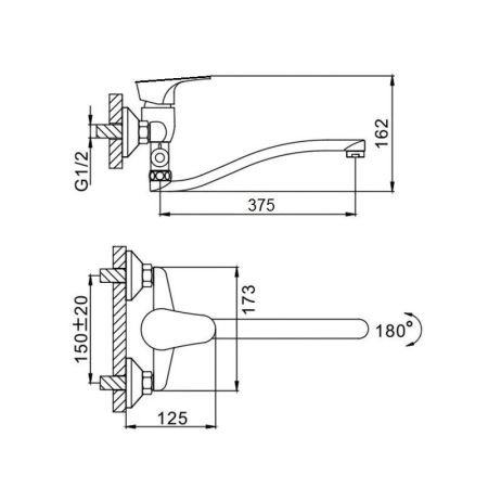 Смеситель для ванны D-Lin D140428-6, хром