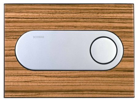 Schwab Circle, панель смыва с 2 клавишами, цвет основы zebrano, цвет клавиш глян. хром, артикул 5800815