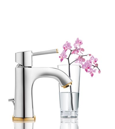 Смеситель для раковины GROHE Grandera с донным клапаном, хром/золото (23303IG0), артикул 23303IG0