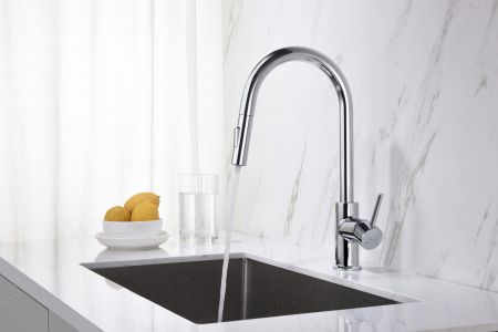 Смеситель для кухни с вытяжным изливом 2 jet AQUATEK AQ1384CR ЕВРОПА