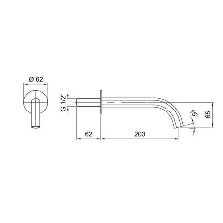 FANTINI VENEZIA Излив для ванны 203 мм., настенный, цвет золото плюс, артикул 29 01 8315