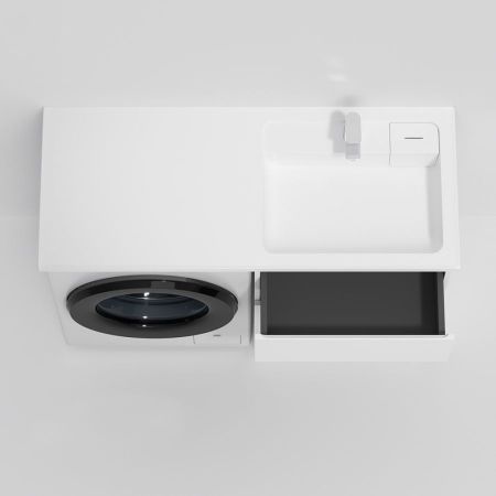 M85AWPR1201WG X-Joy, Раковина над стиральной машиной, литьевой мрамор, правая, 120 см, белый глянец, артикул M85AWPR1201WG