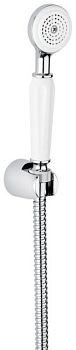 Emmevi, набор ручного душа 130: круглая лейка из латуни с керамической ручкой, шланг 150 см из латуни и держатель лейки из ABS, цвет хром