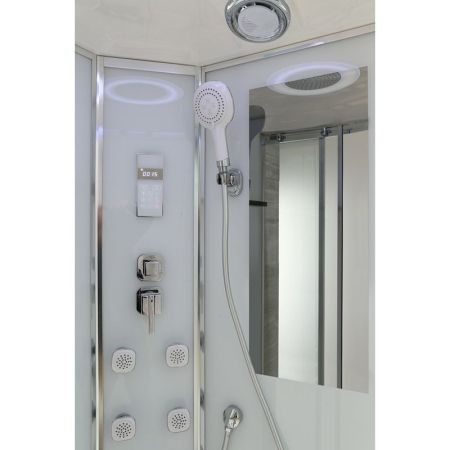 Душевая кабина Black&White Galaxy G5503-100х100 с гидромассажем профиль Серебристый хром задняя стенка Белая