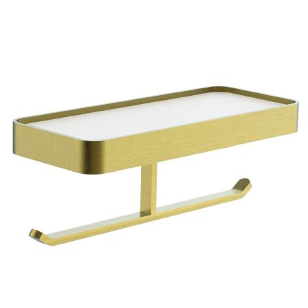 Двойной держатель для туалетной бумаги с полкой WONZON & WOGHAND LOTTE, Брашированное золото (WW-8356A-BG), артикул WW-8356A-BG