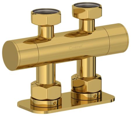 Вентиль 2х3/4" прямой скрытый-скрытый EU50 (Золото)