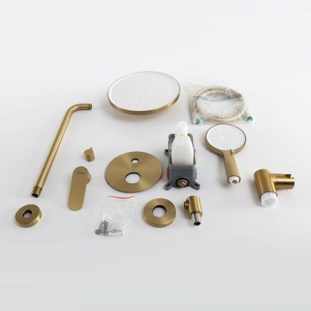 STYLUS-DSET-IN Душевой комплект встраиваемый (смеситель встраиваемый, верхний душ, ручной душ со шлангом, штуцер с держателем), сатин, артикул STYLUS-DSET-IN