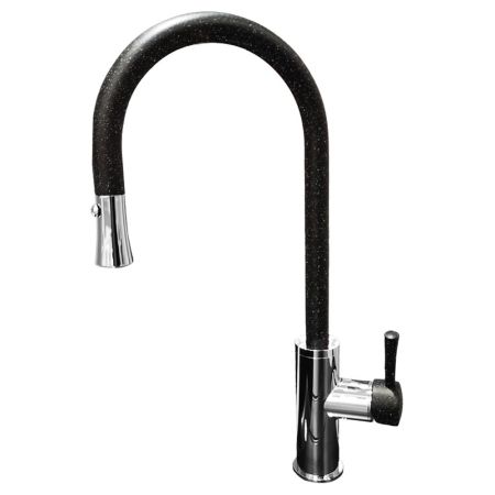 Смеситель для кухни с выдвижным изливом GranFest 7652, черный