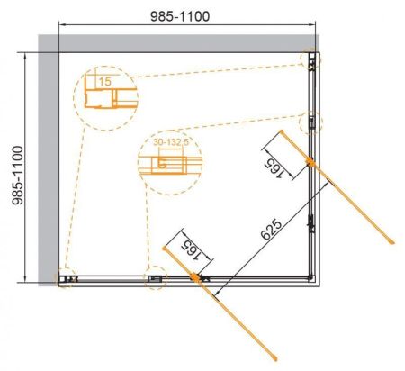 Душевой уголок CEZARES VARIANTE-A/AH-2, артикул VARIANTE-A/AH-2-100/110-C-Cr