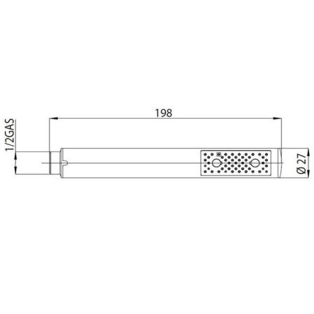 Ручной душ, Bossini, ZEN, размер душевого диска, мм-27*198, форма-цилиндрическая, количество режимов-1, тип струи-дождь (Rain), материал-латунь, цвет-хром, артикул B00250.030