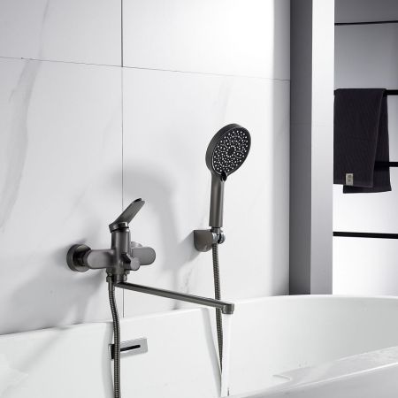 Смеситель для ванны Shevanik S4322T, оружейная сталь