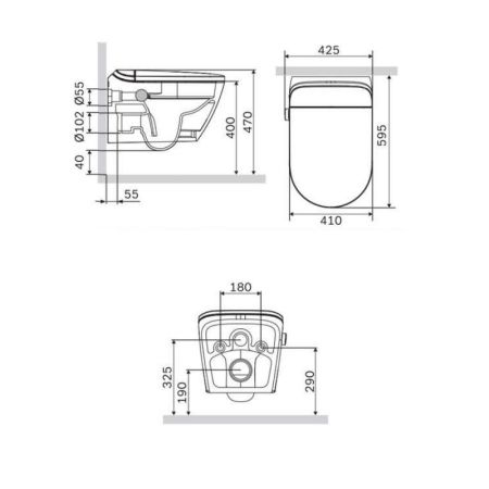 Умный унитаз SMARTFLOW безободковый с микролифтом SMF3017T-WH, белый, артикул SMF3017T-WH