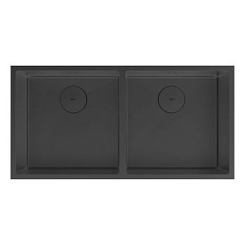 Кухонная мойка Lemark PRORAN 900 прямоугольная с двумя чашами из нержавеющей стали цвет: чёрный матовый (9932140)
