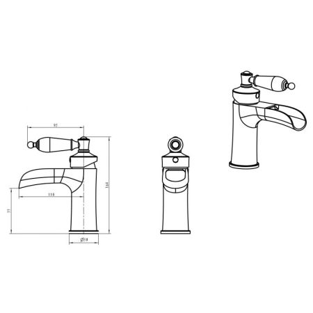 Смеситель для умывальника VOGUE CRYSTAL, хром_Комплект, артикул 221-CRST