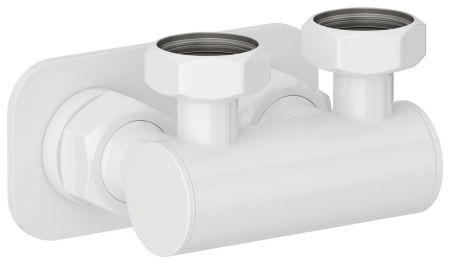 Модуль, Сунержа, угловой EU50, для отопительных приборов, ширина,мм-100, глубина,мм-74, высота,мм-65, присоединение-2 х НГ G 3/4" / 2 х НГ G 3/4", материал-нержавеющая сталь, цвет-белый, артикул 12-1538-3434