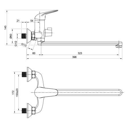 Смеситель для ванны WesnaArt LUCH LUC15-320, хром, артикул LUC15-320