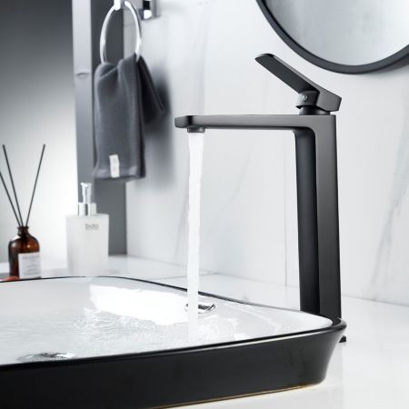 Смеситель для раковины высокий  Raffine F1199H, черный, артикул F1199H