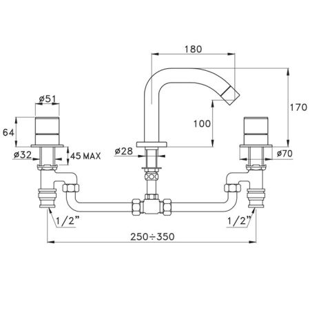 Stella Bamboo Смеситель на борт ванны на 3 отверстия 3255TR, цвет: хром