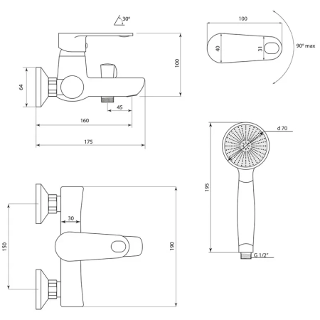 Смеситель для ванны Славен СЛ-ОД-Л30, хром