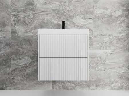 Тумба подвесная "Стокгольм 60", Classic 60, (2 ящ.) белый рифленый софт, PUSH, артикул ЛС-00002307