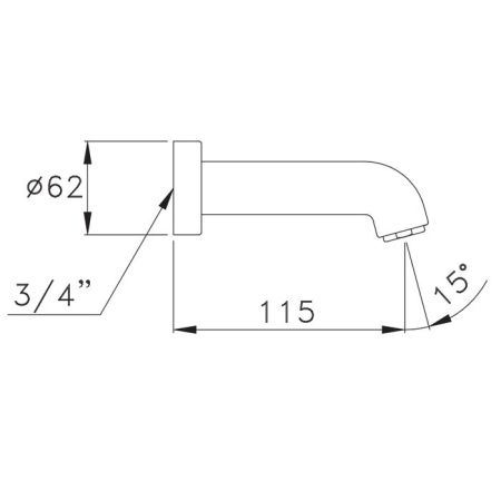 Stella Aster Настенный излив для ванны 0/251, длина 115мм, цвет: хром, артикул AT 09009 CR00