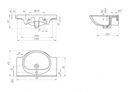 Раковина Cersanit Erica 70, артикул UM-ERI70/1