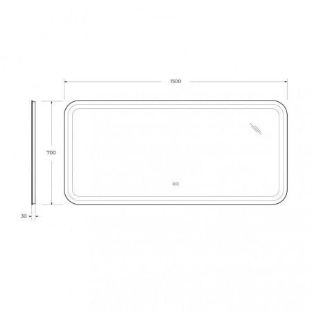 Зеркало STYLUS CEZARES со встроенной подсветкой, сенсорным выключателем и подогревом, артикул CZR-SPC-STYLUS-1500-700-TCH-WARM