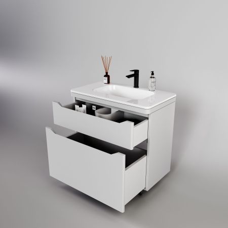 Тумба напольная "Марелла 90" (2 ящ.) Люкс антискрейтч белый матовый, PLUS