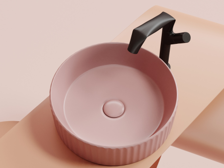 Умывальник чаша накладная круглая (цвет Розовый Матовый) Элемент (Element) 360x360x115мм, артикул CN6057MP