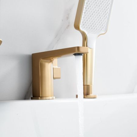 Смеситель на борт ванны Shevanik S9912G, золотой сатин, артикул S9912G